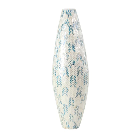 34&#x22; White Bamboo Coastal Vase